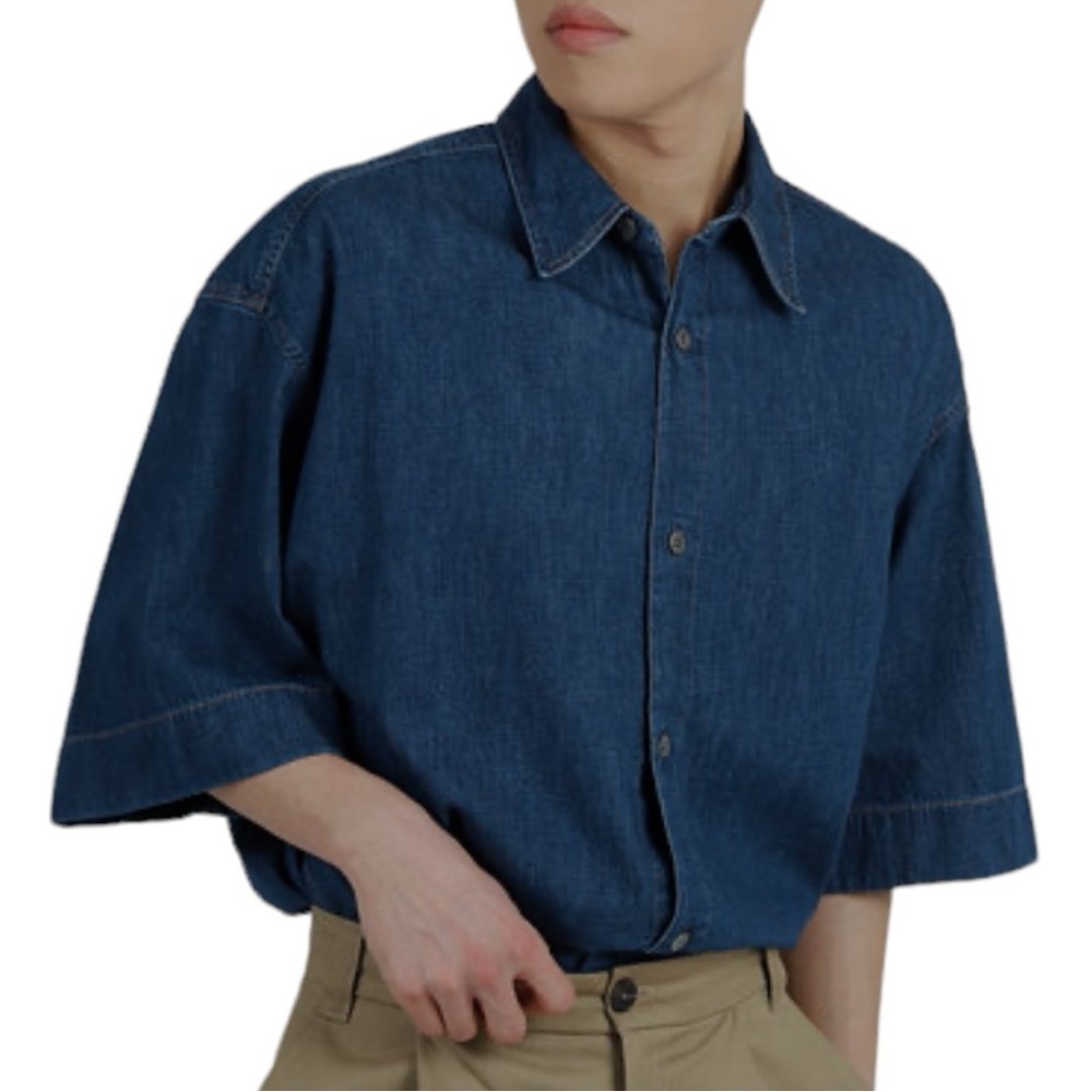 Oversized Denim Shirt W/Chest Pocket Like New Size 2XL Gorpcore Cottagecore